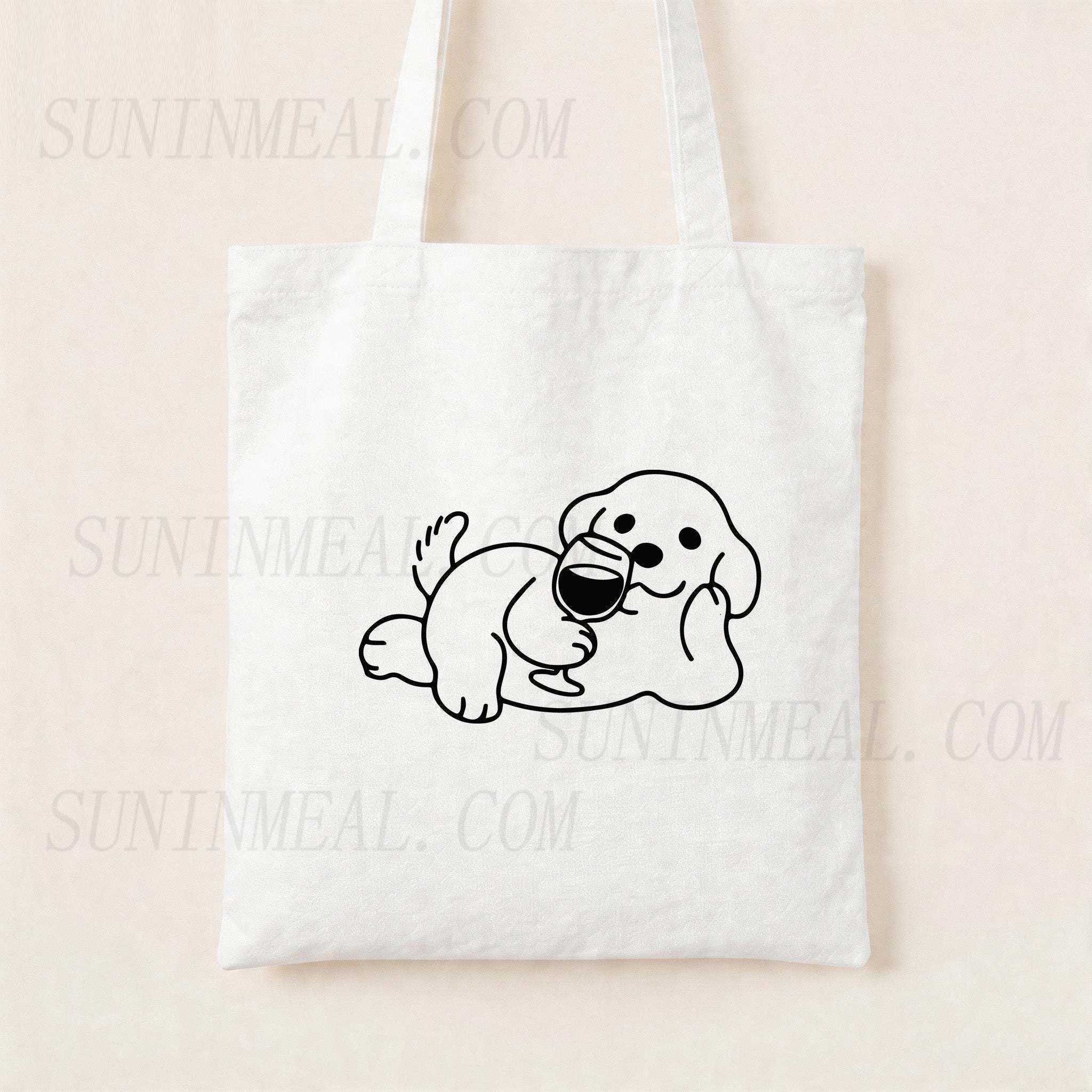 Wine Dog Canvas Tote Bag