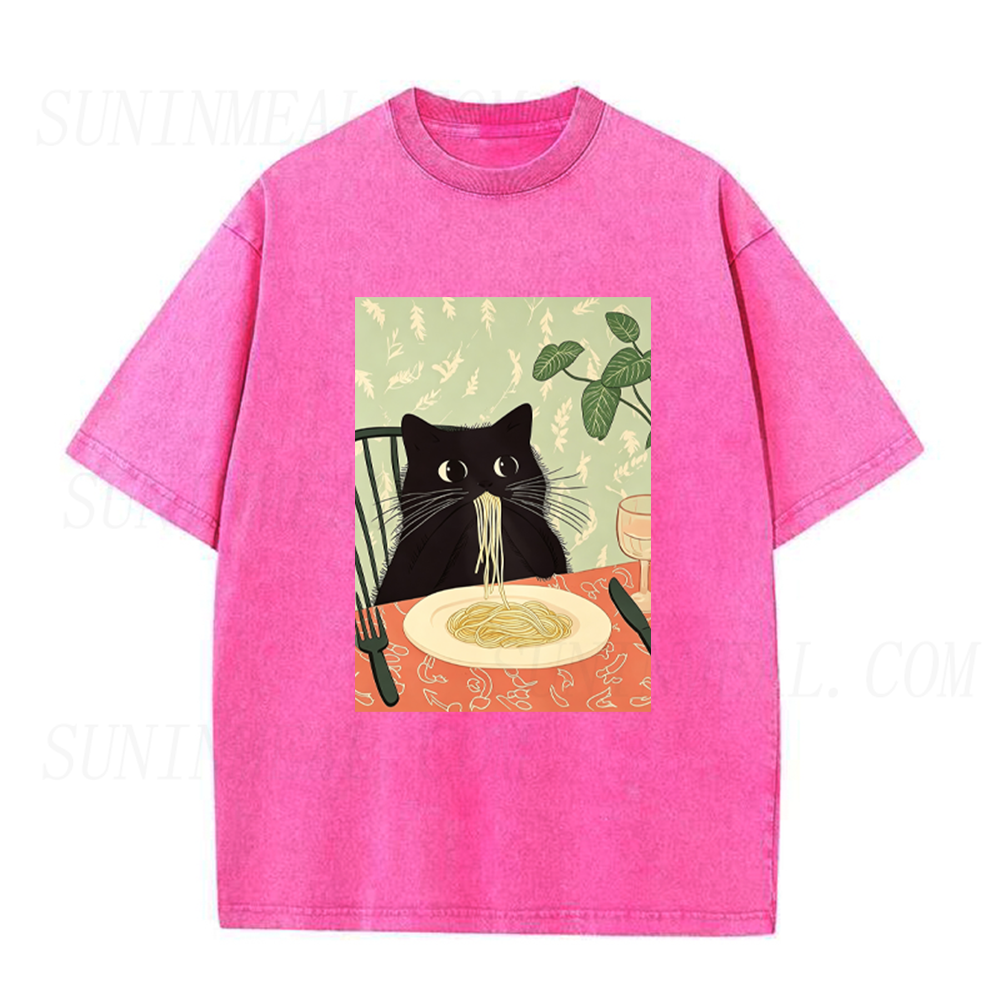 Cute Black Cat Pasta Unisex Tee