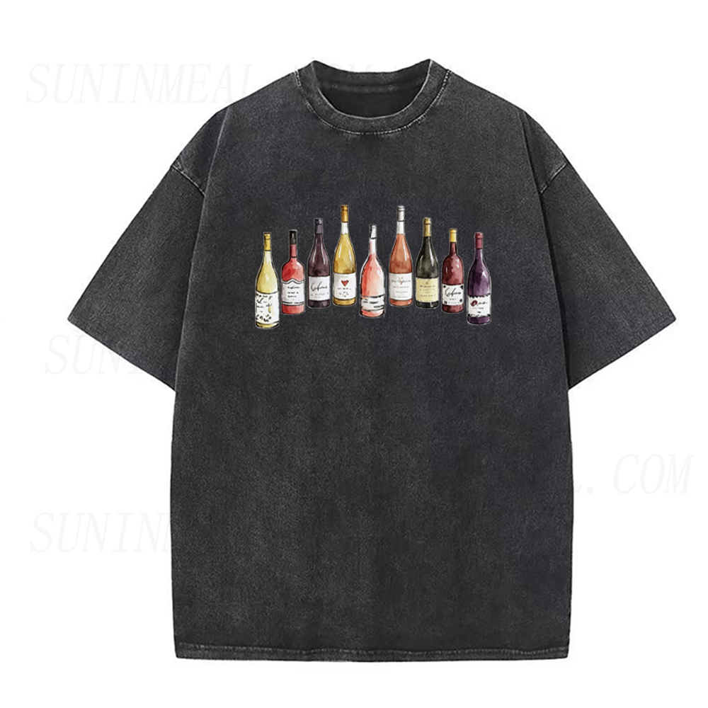Watercolor Wine Bottles Graphic Unisex Tee
