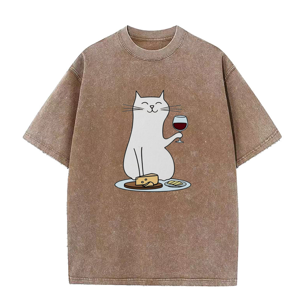 cat , Cheese and wine Unisex Tee
