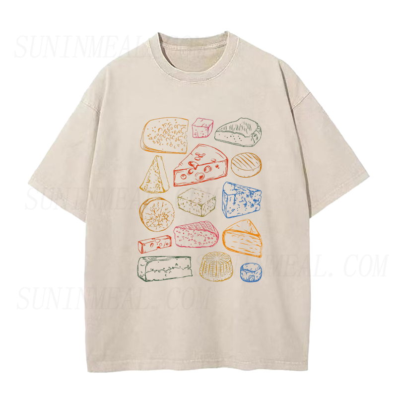 Multicolor Cheese Varieties Line Art Unisex Tee