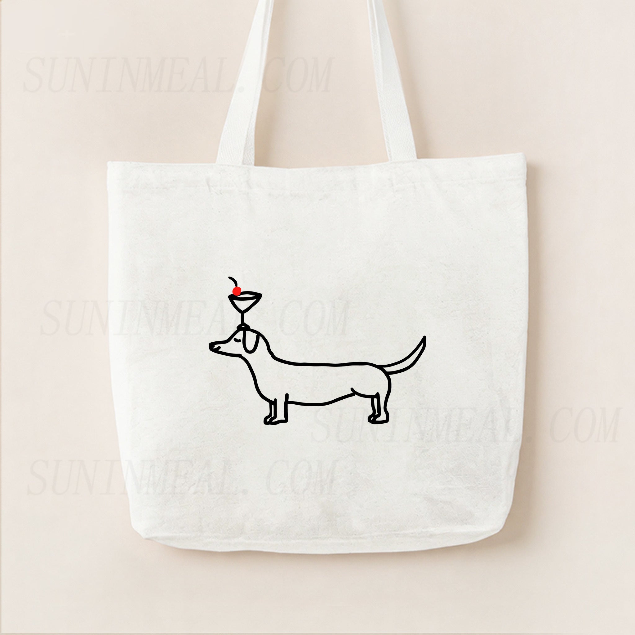 Dog Cocktail Canvas Tote Bag