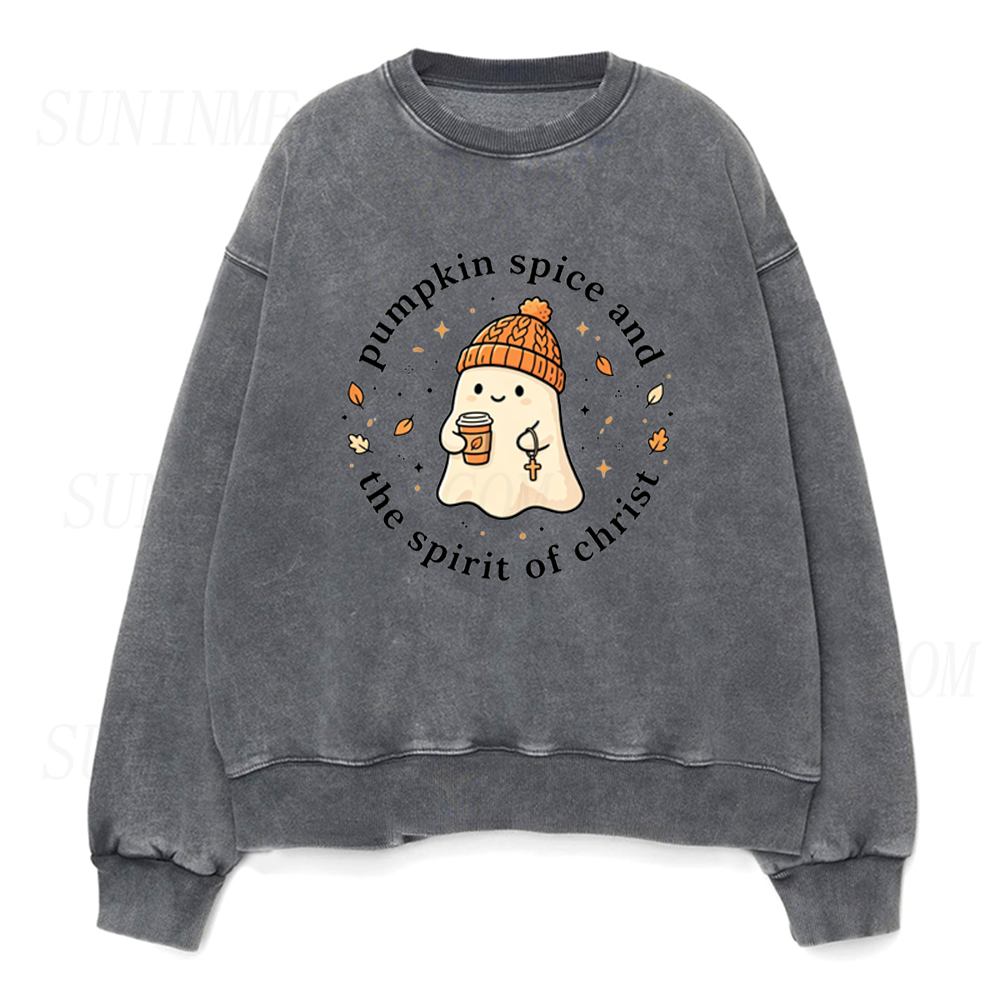 Pumpkin Spice and The Spirit of Christ Ghost Unisex Crewneck Sweatshirt