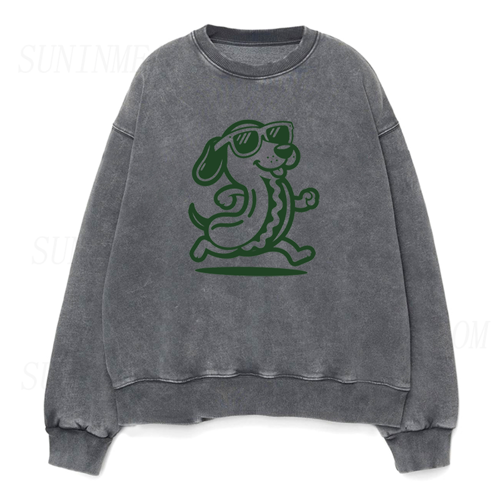 Running Hot Dog Dog Unisex Crewneck Sweatshirt