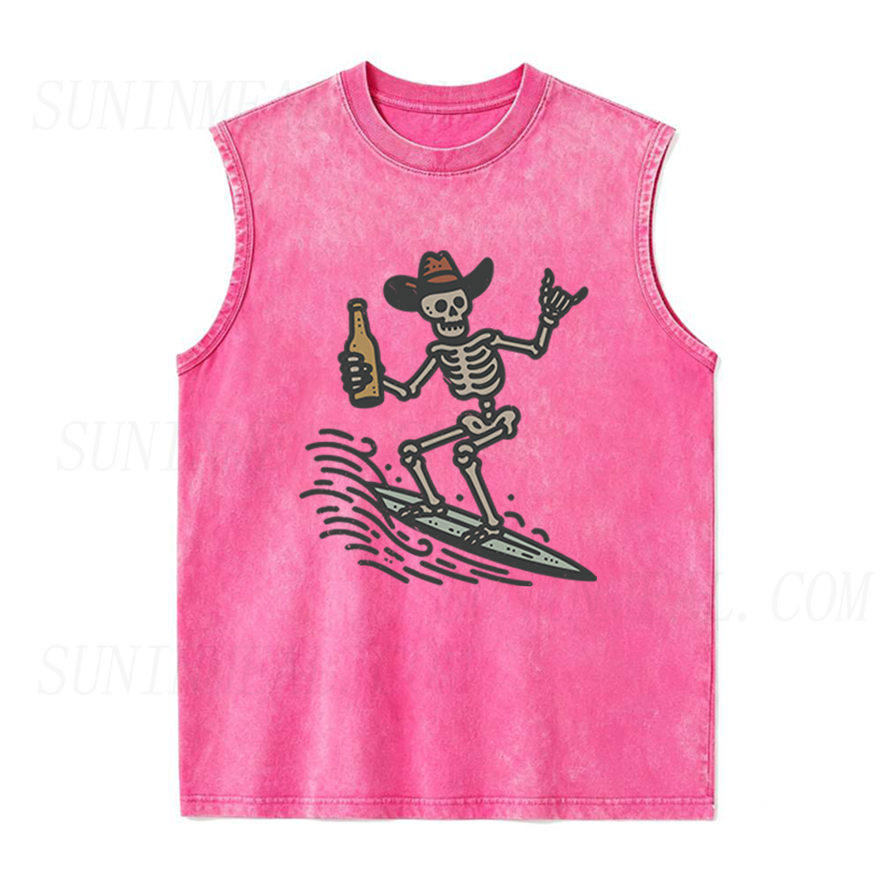 Vintage Surfer Skeleton Unisex Tank Top