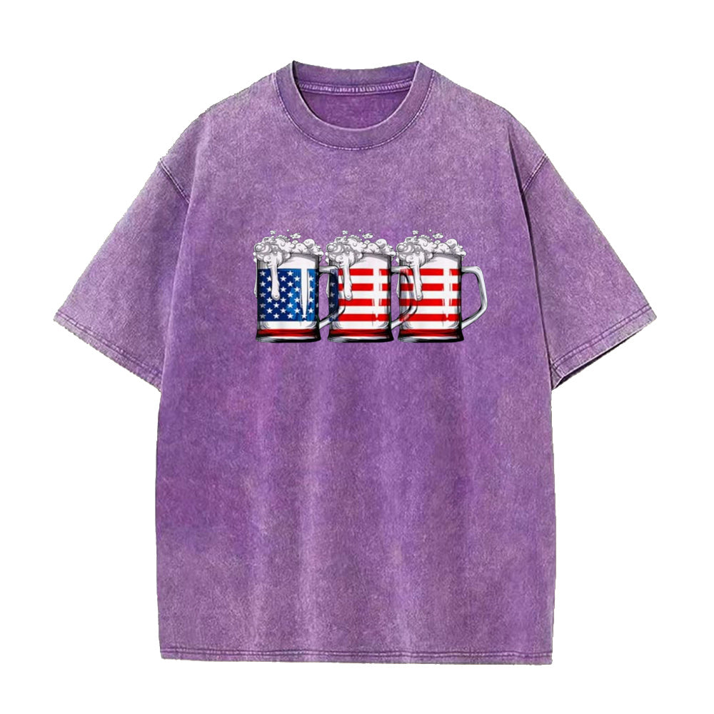 Beer American Flag 4th of July Unisex Tee