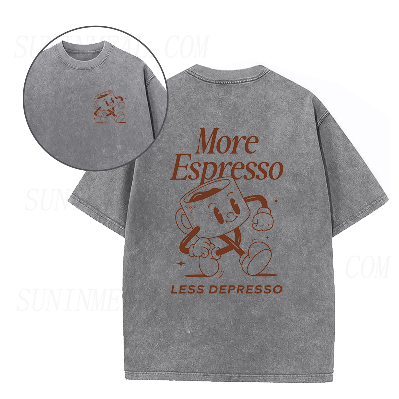 More Espresso Less Depresso Cute Coffee Unisex Tee
