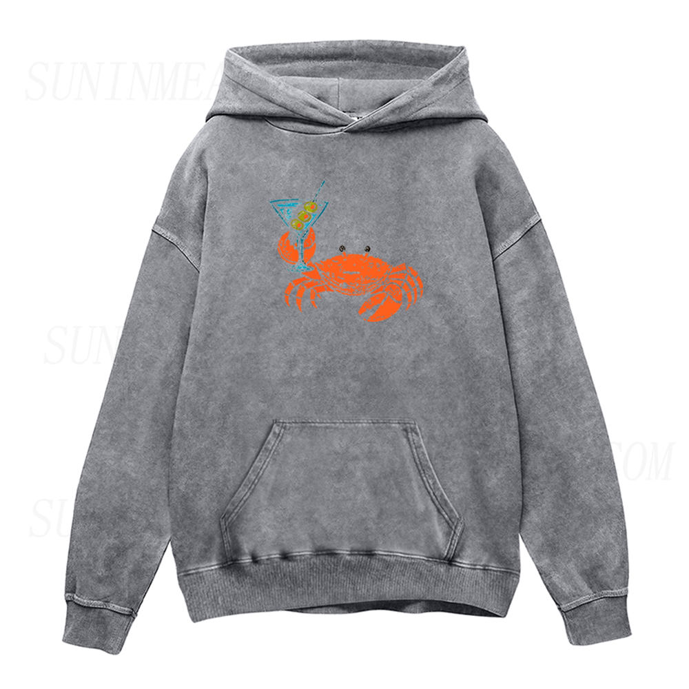 Funny Crab Holding Cocktail Unisex Hoodie