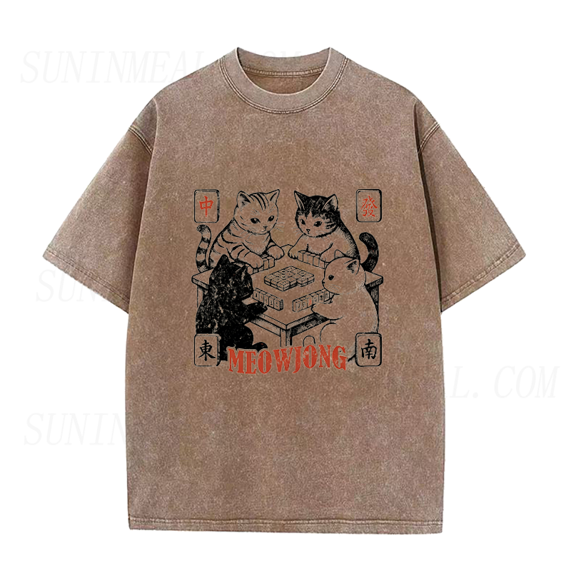 Cats Playing Mahjong Unisex Tee
