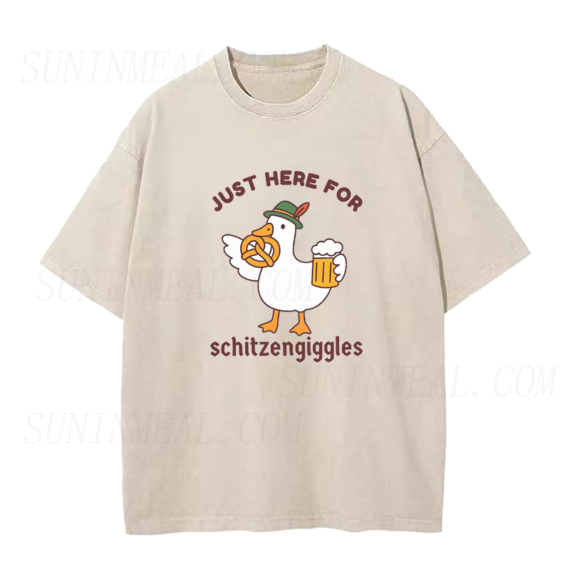 Just Here for Schitzengiggles Funny Oktoberfest Silly Goose Unisex Tee