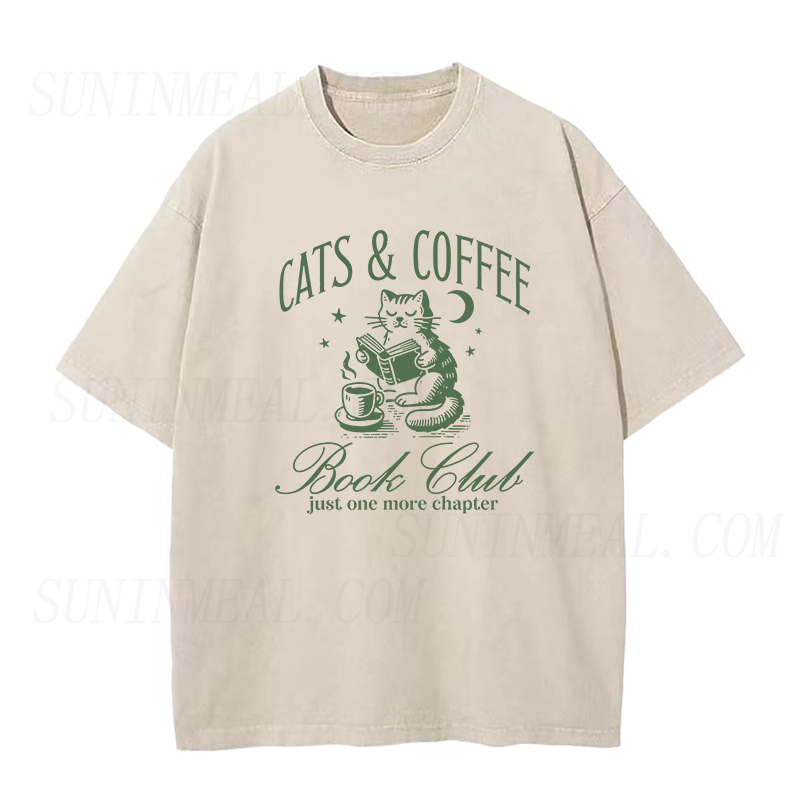 Coffee Cat and Book Lovers Unisex Tee