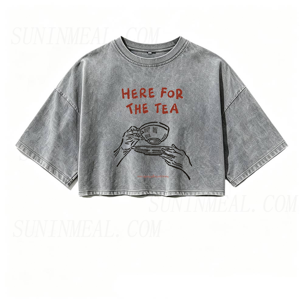 Here for The Tea Oversized Crop Tee