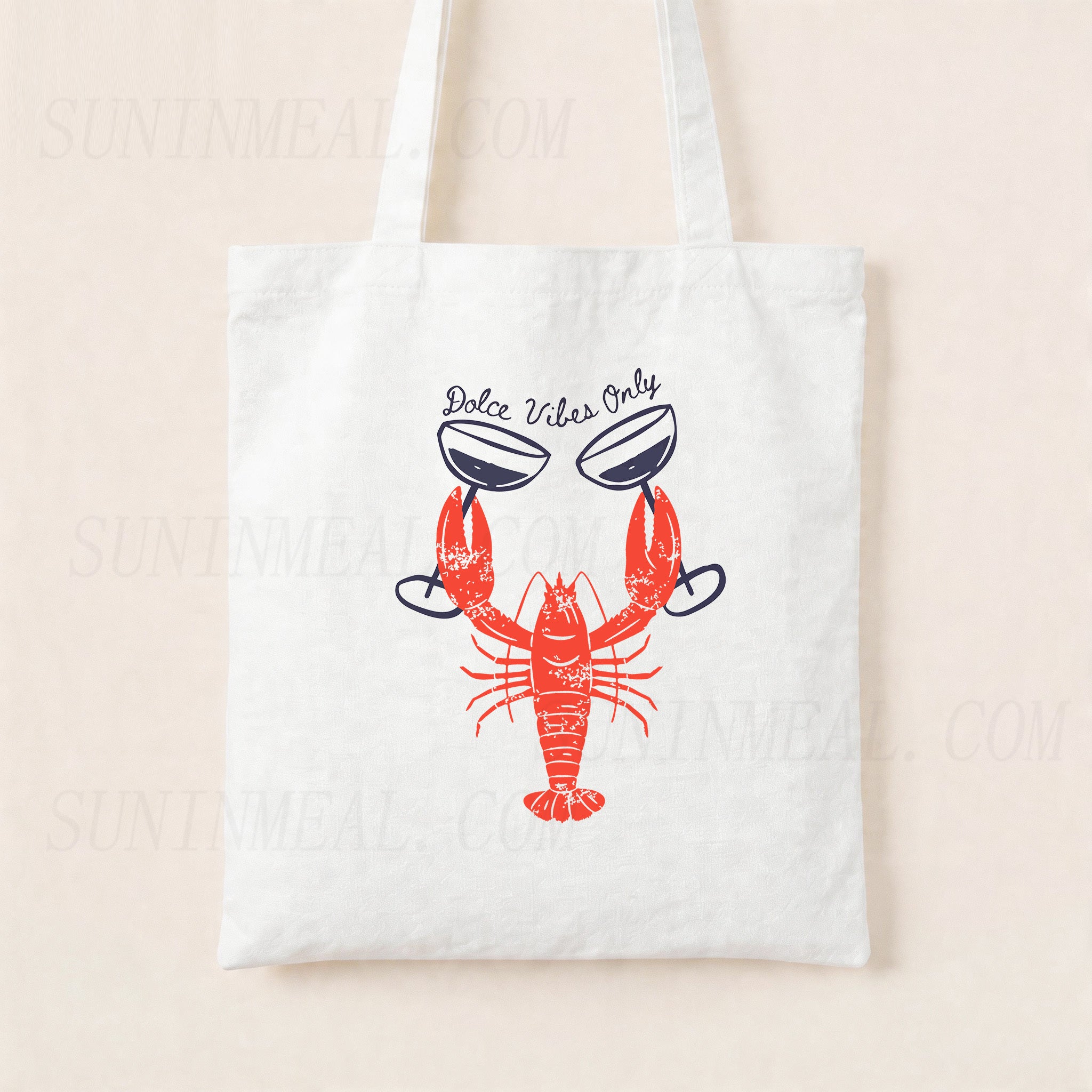 Dolce Vibes Only Lobster Cocktail Canvas Tote Bag