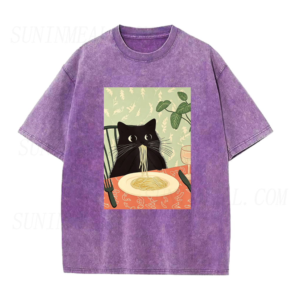 Cute Black Cat Pasta Unisex Tee