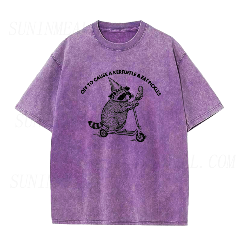Off To Cause A Kerfuffle & Eat Pickles Raccoon Unisex Tee