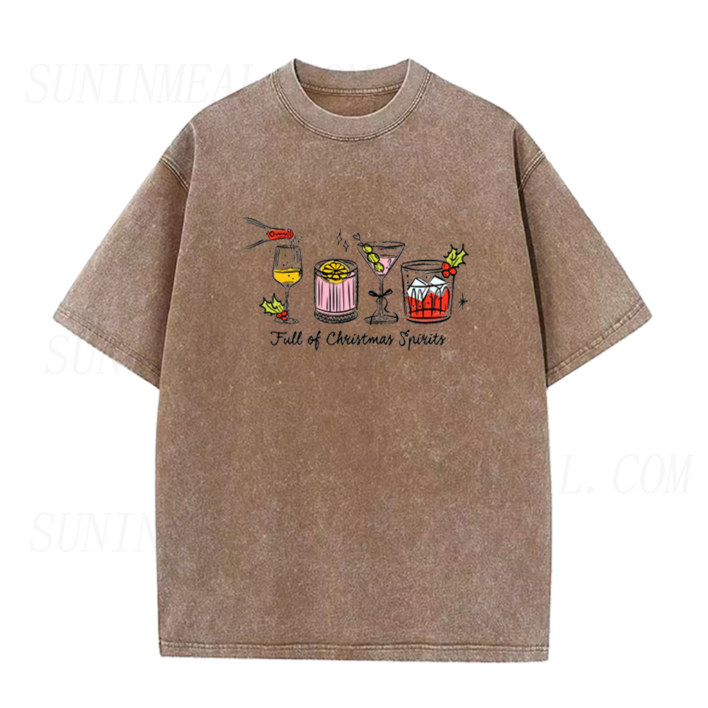 Full of Christmas Spirits Retro Cocktail Graphic Unisex Tee