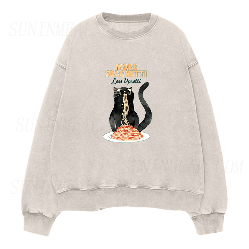 Hungry Cat Spaghetti Unisex Crewneck Sweatshirt