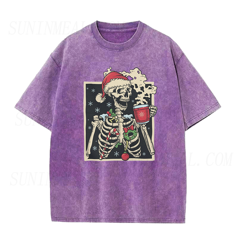 Dead Inside Skeleton Coffee Christmas Unisex Tee