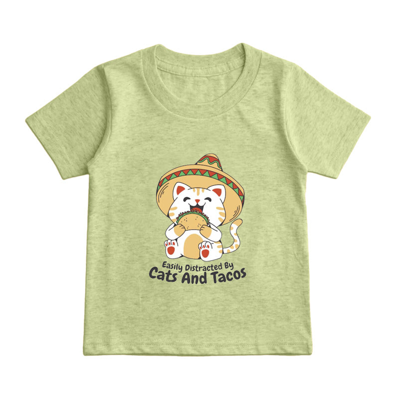 Easily Distracted By Cats And Tacos Kids T-Shirt