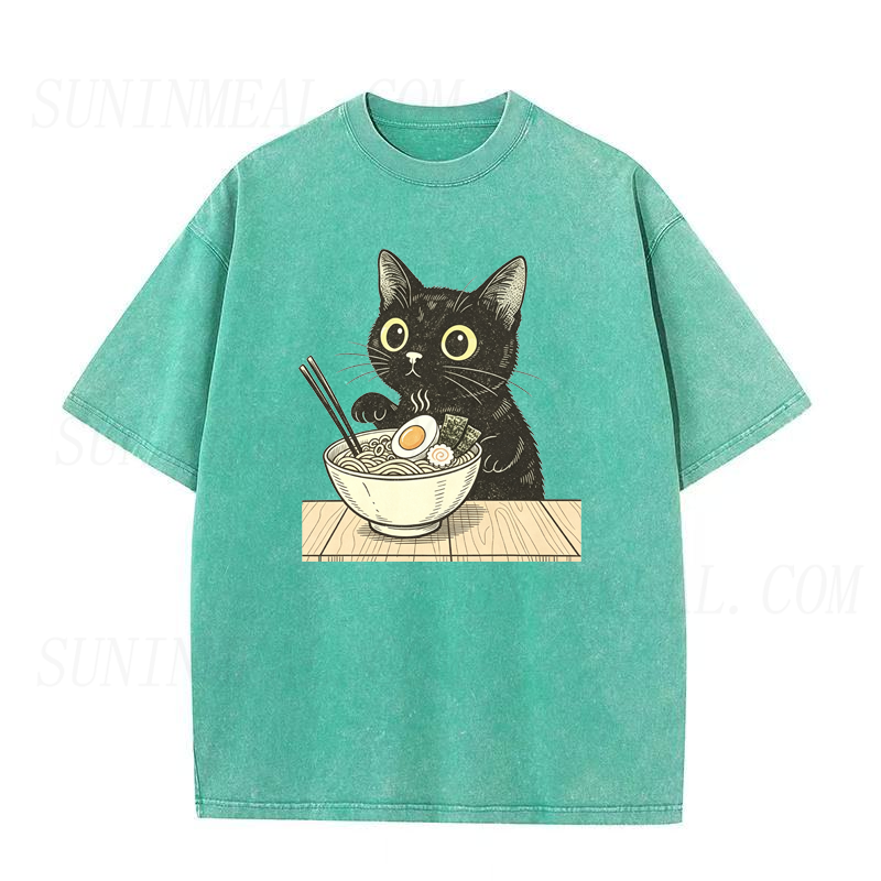 Cat Eating Ramen Unisex Tee