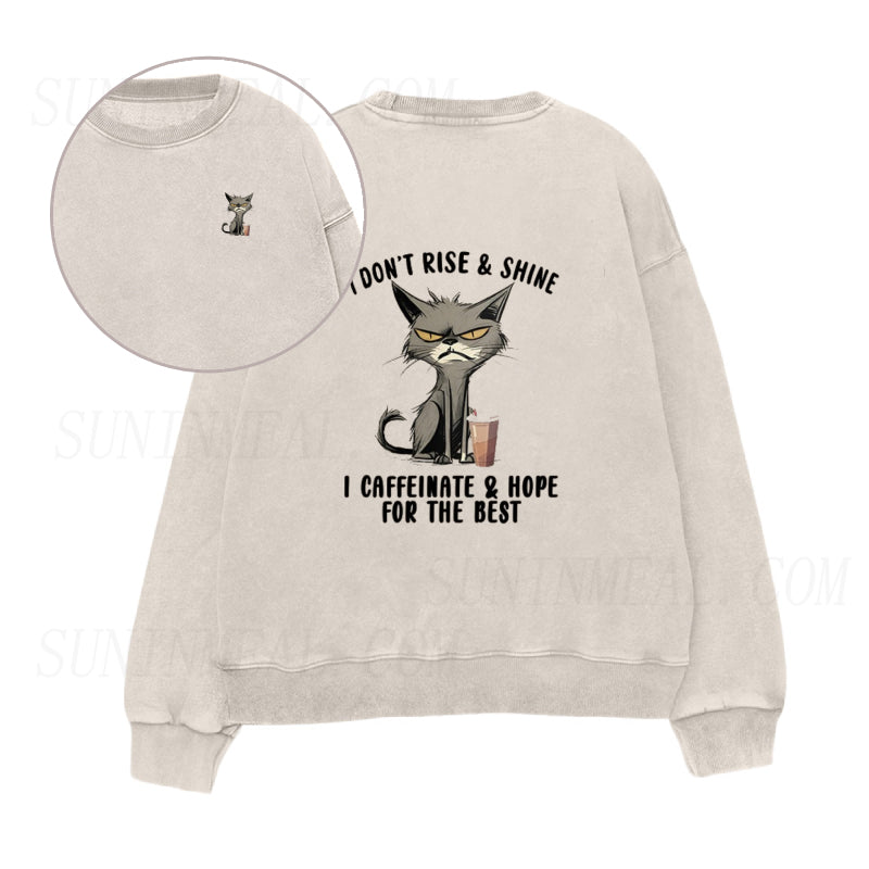 I Don't Rise And Shine Cat Coffee Unisex Crewneck Sweatshirt