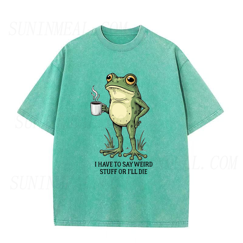 I Have To Say Weird Stuff Or I’ll Die Frog With Coffee Unisex Tee