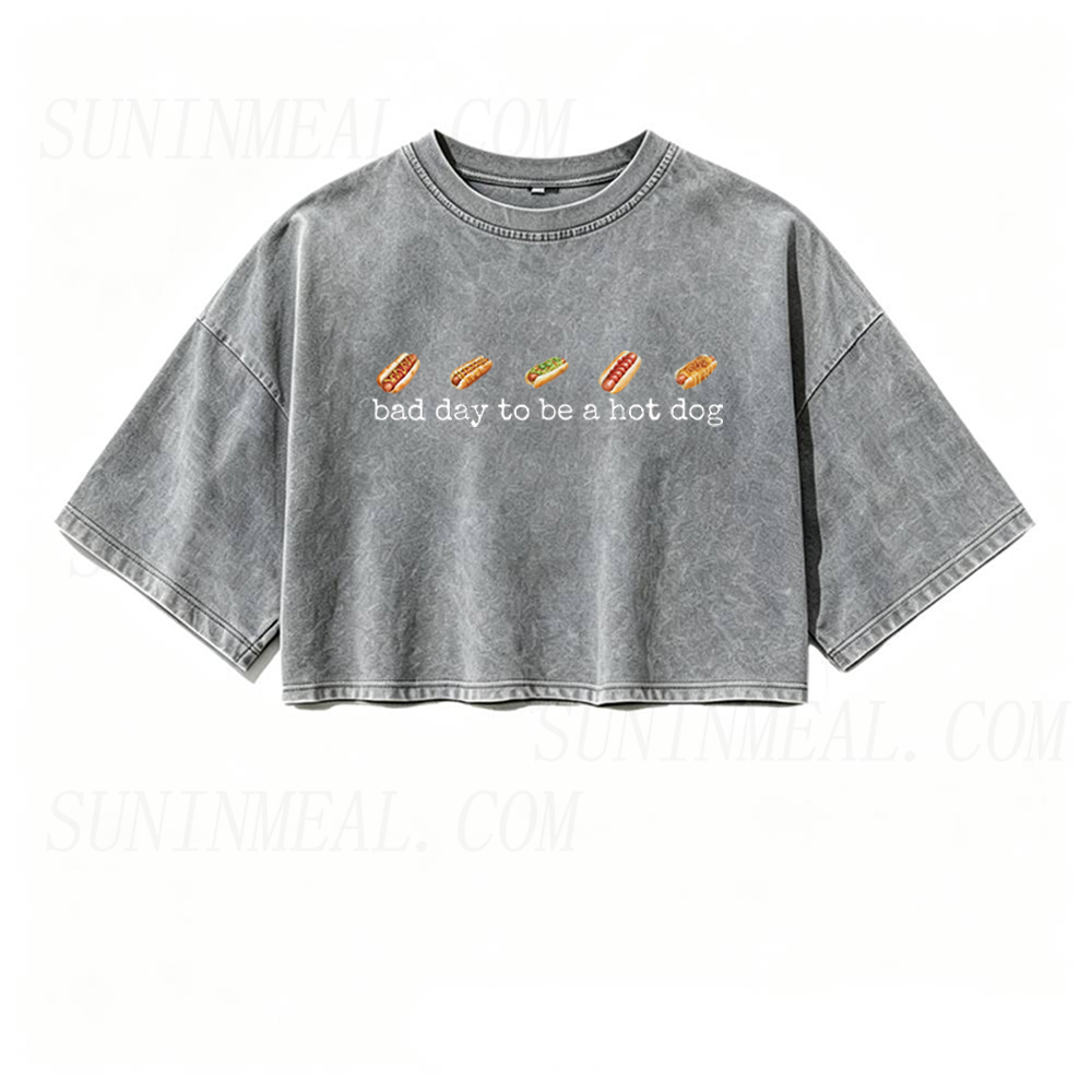 Bad Day To Be A Hotdog Oversized Crop Tee