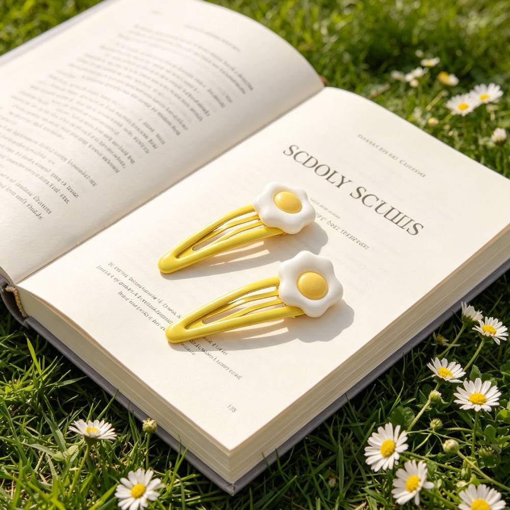 Cute fried egg hair clip