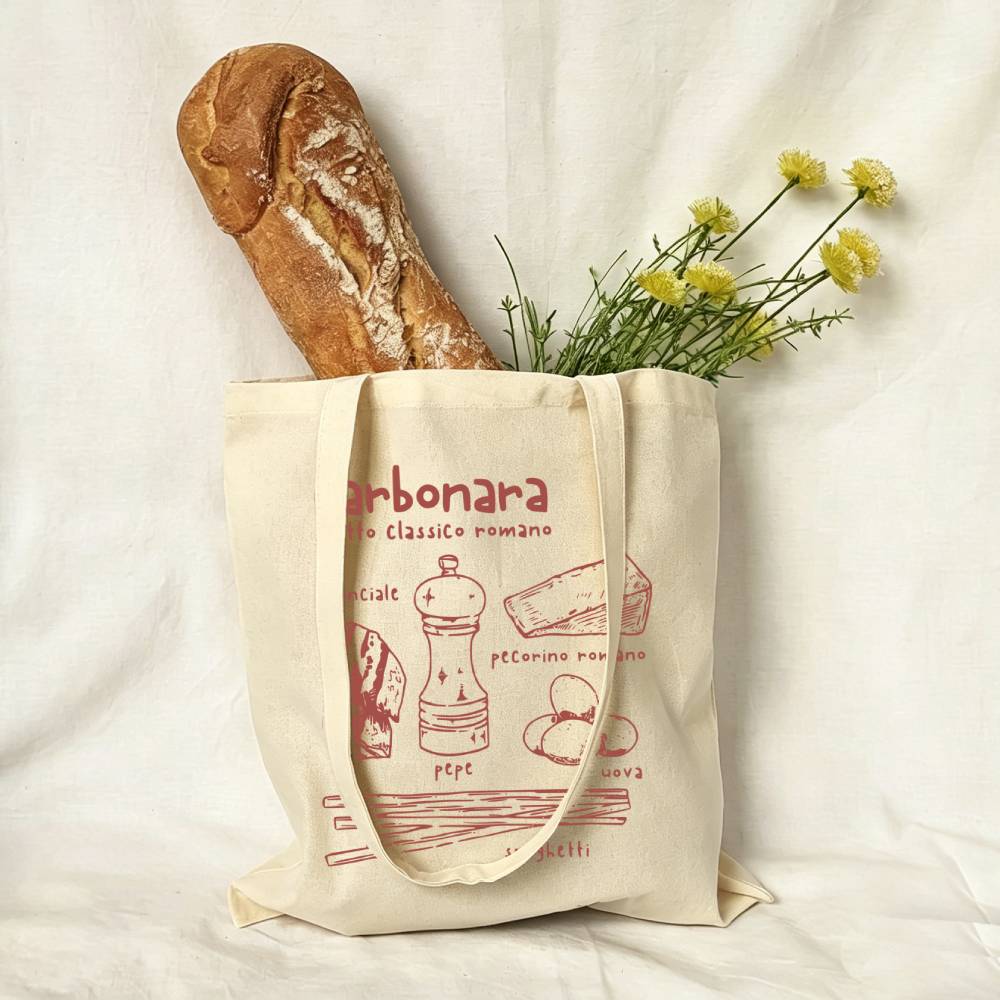 Carbonara Roma Pasta Canvas Tote Bag