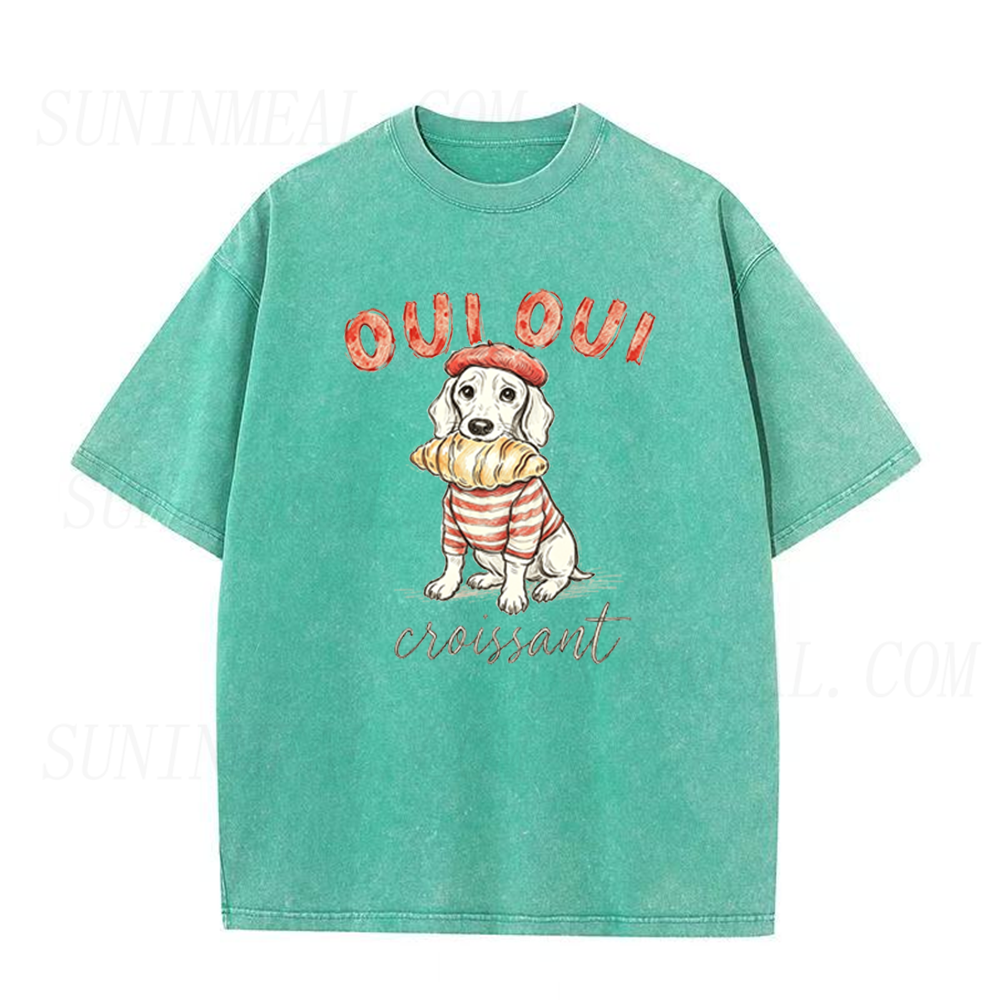 Oui Oui Dog & Croissant Unisex Tee