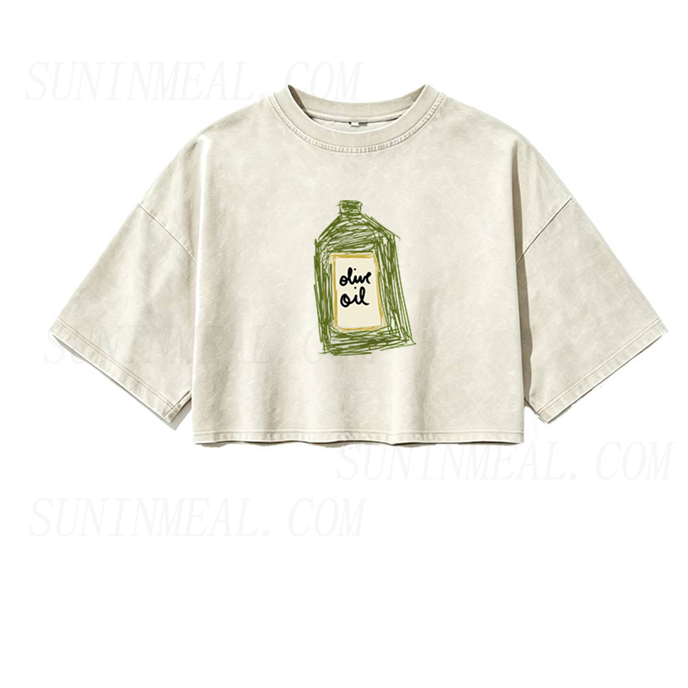 Olive Oil Oversized Crop Tee