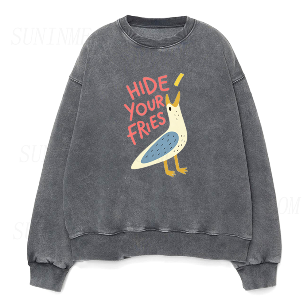 Hide Your Fries Funny Seagull Unisex Crewneck Sweatshirt