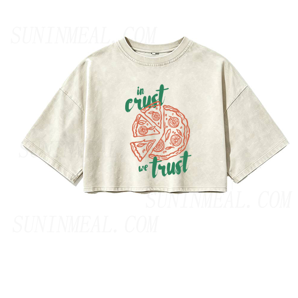 In Crust We Trust Oversized Crop Tee