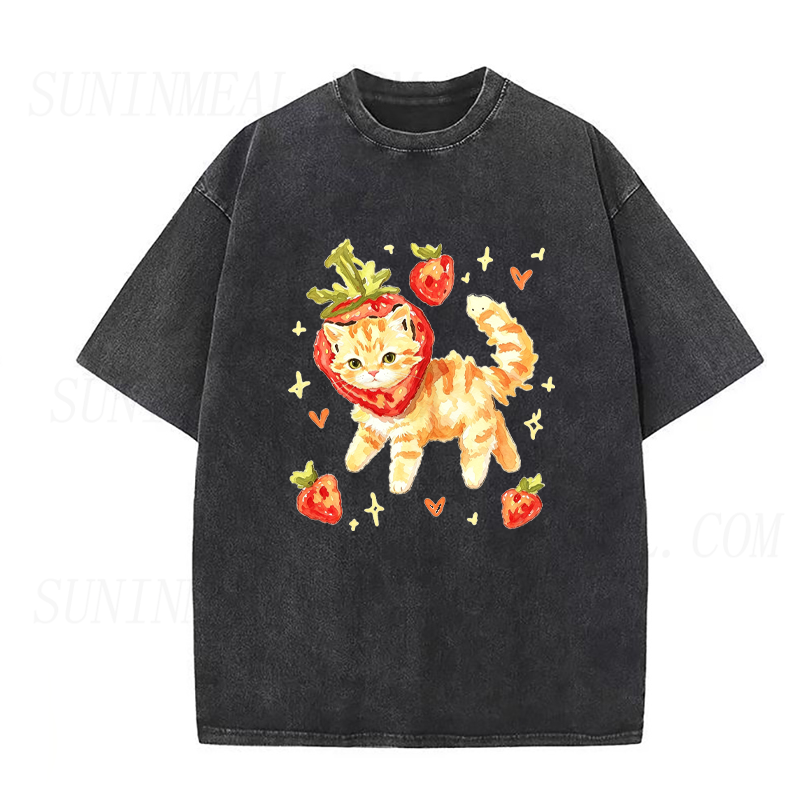 Strawberry Cat Unisex Tee