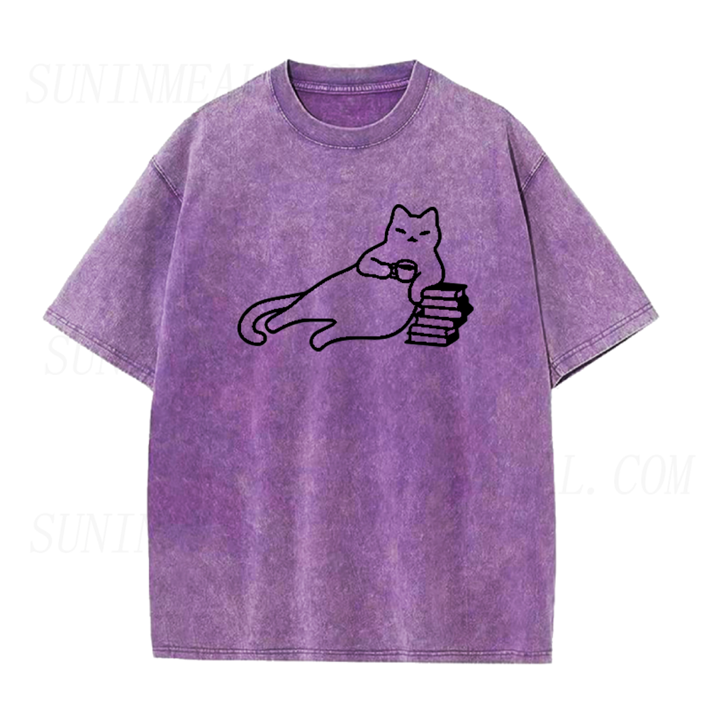 Cats Coffee and Books Unisex Tee