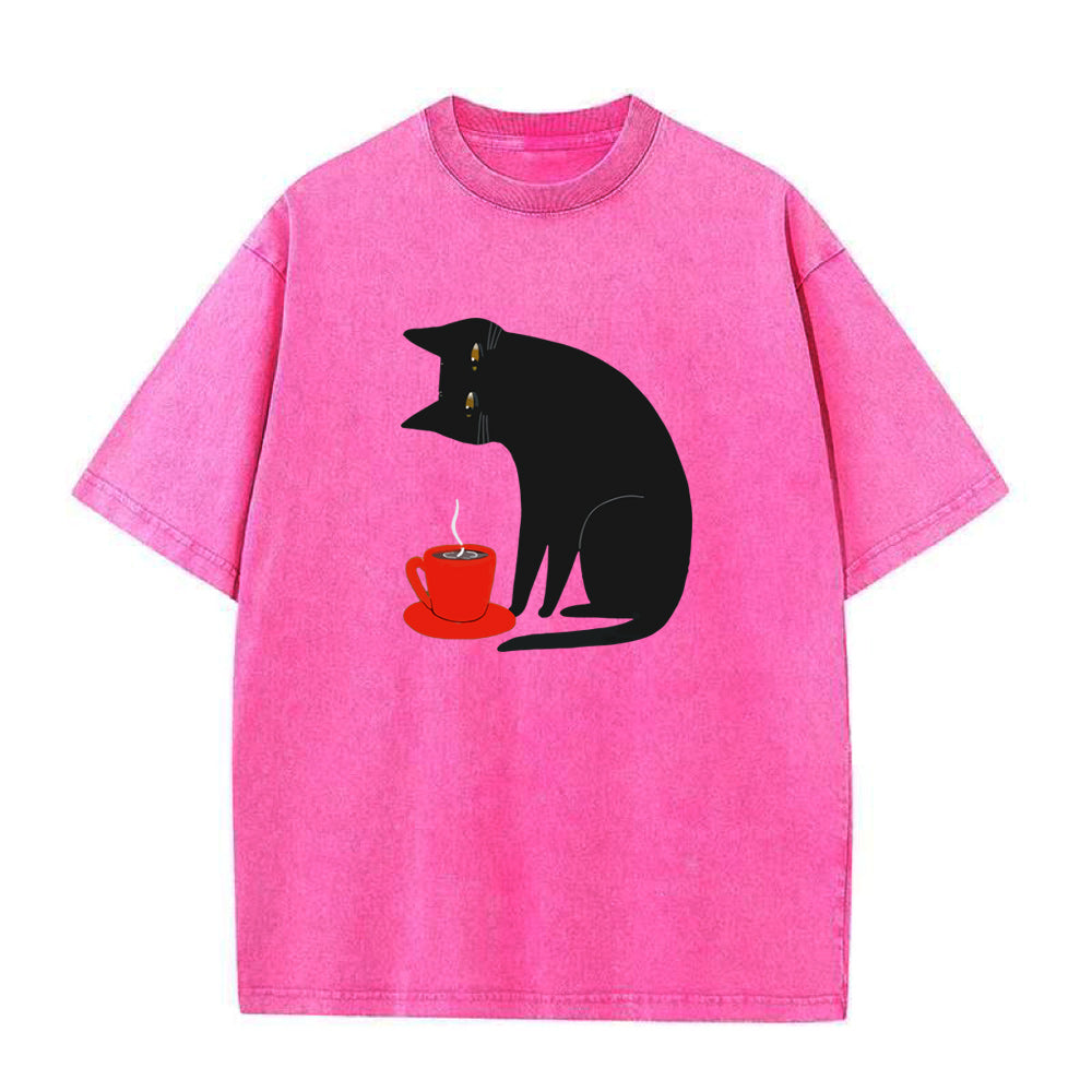 Black Cat Red Cup Unisex Tee