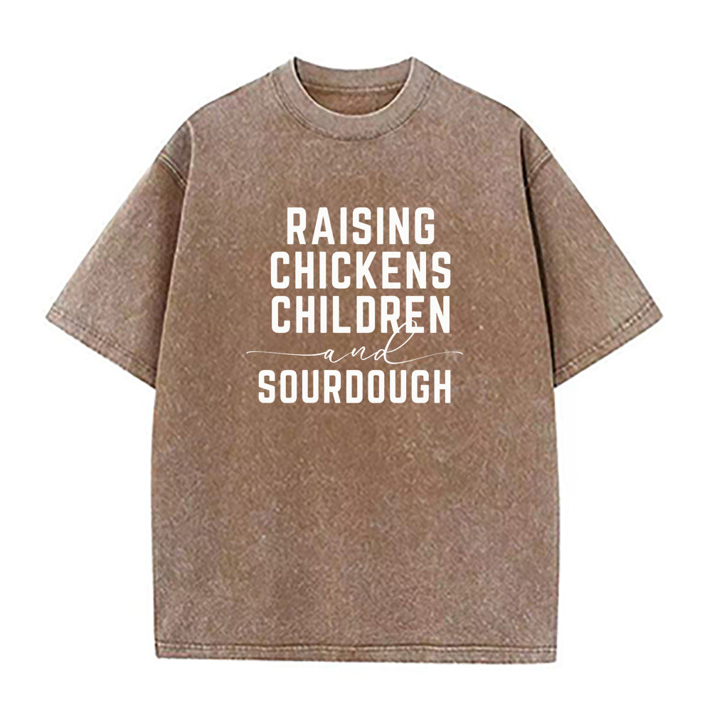 raising chickens children Sourdough Unisex Tee
