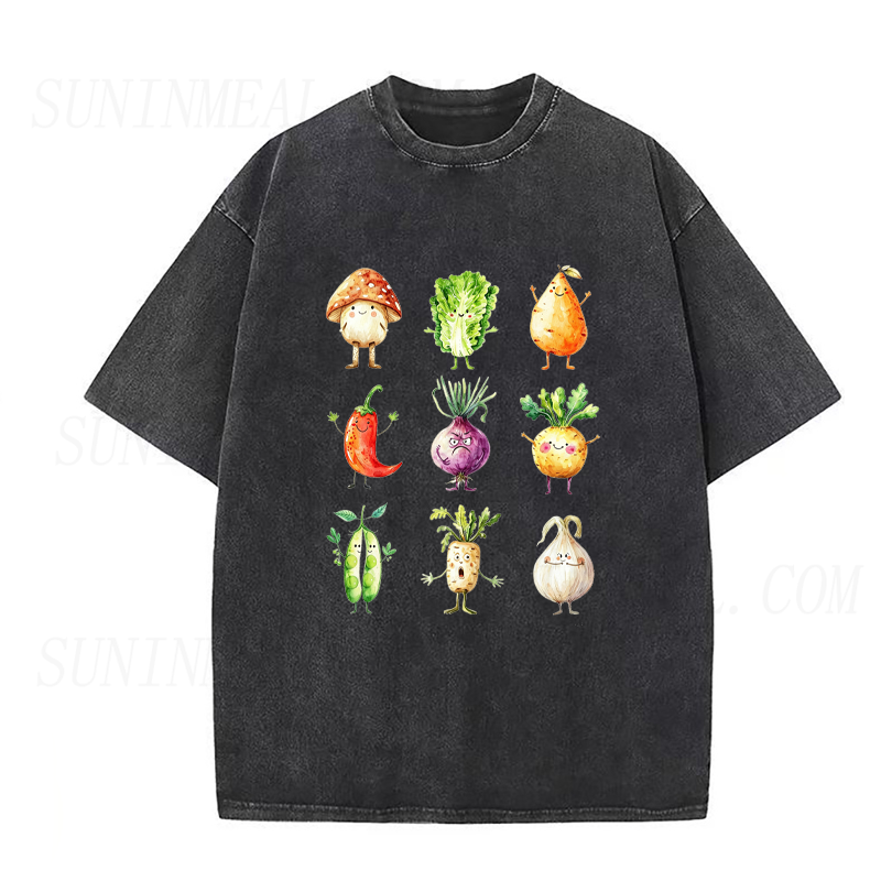 Cute Watercolor Veggie Characters Unisex Tee