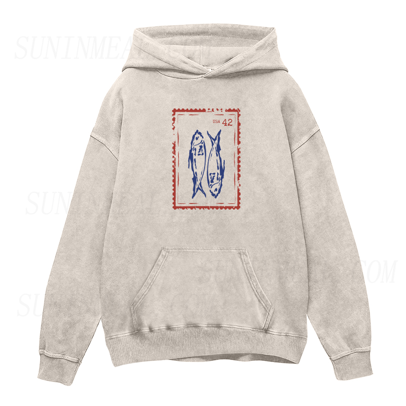 Fish Vintage Stamp Unisex Hoodie