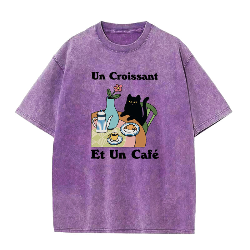 Cafe Croissant Cat Unisex Tee