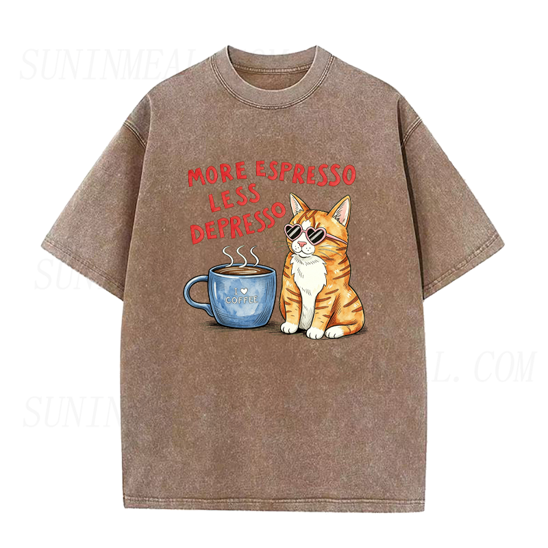 More Espresso Less Depresso Cat Unisex Tee