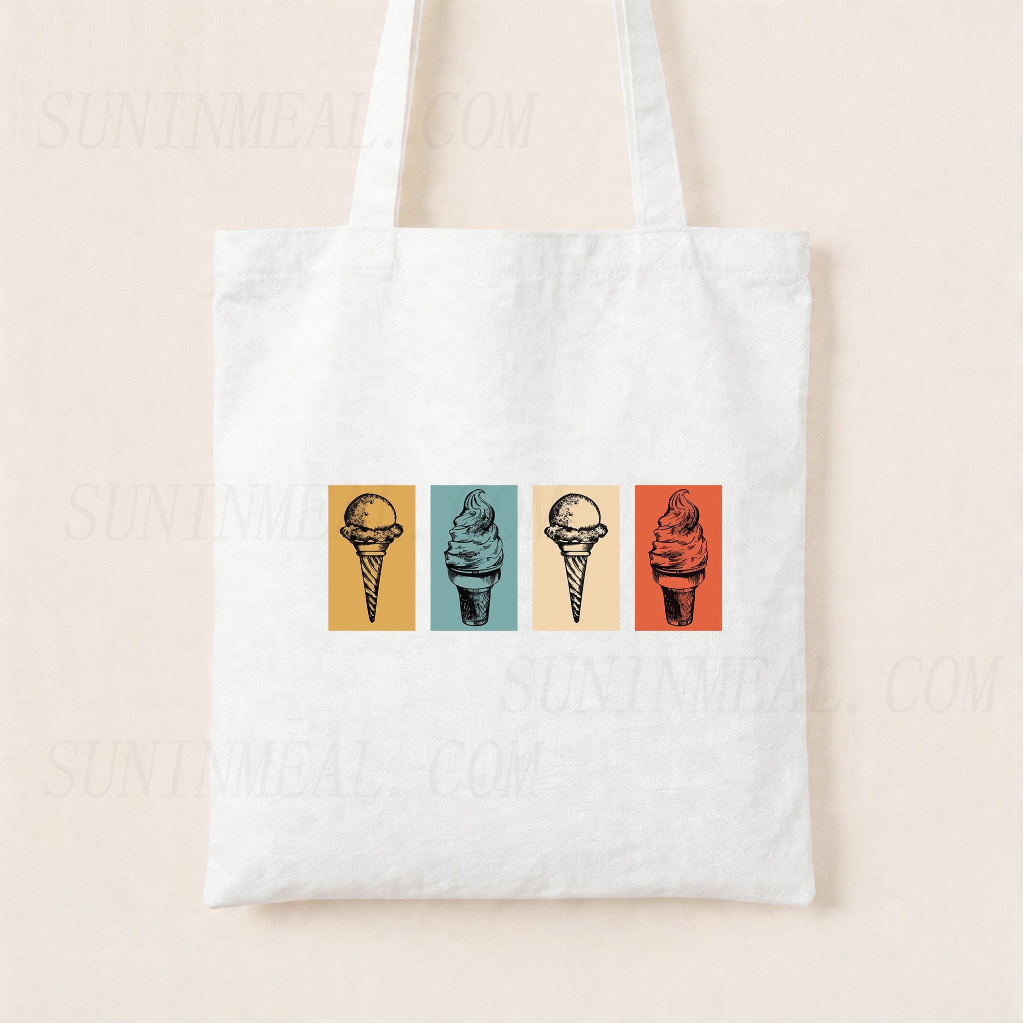 Retro Ice Cream Canvas Tote Bag
