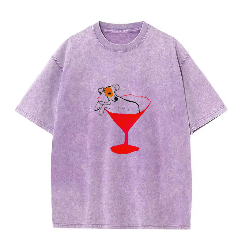 Jack Russell Dog with Red Martini unisex Tee