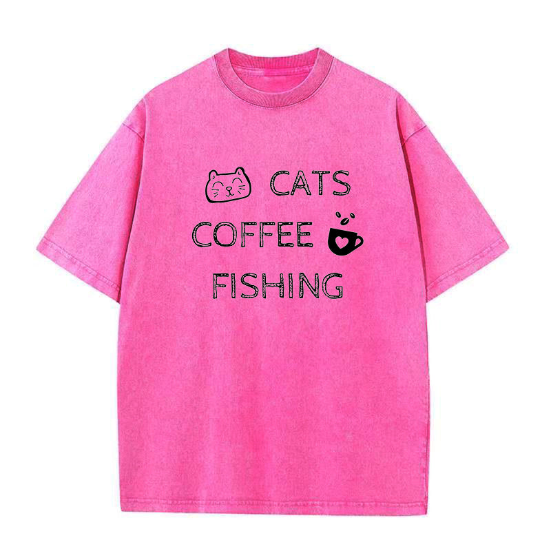 Cats Coffee Fishing Unisex Tee