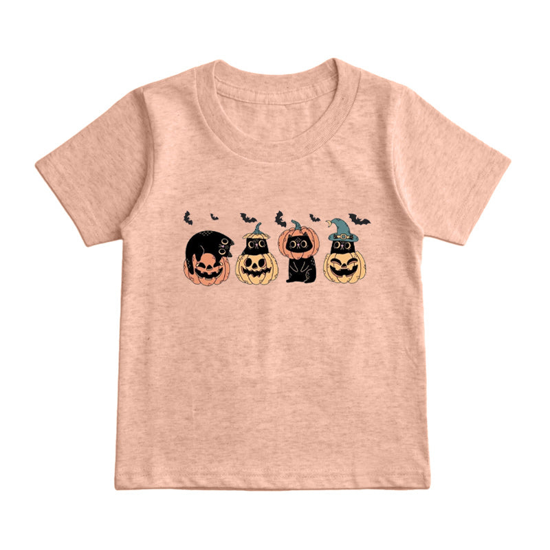 Cute Halloween Black Cats Kids T-Shirt