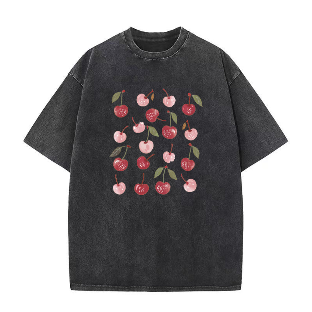 キュートなチェリー柄ユニセックスTシャツ