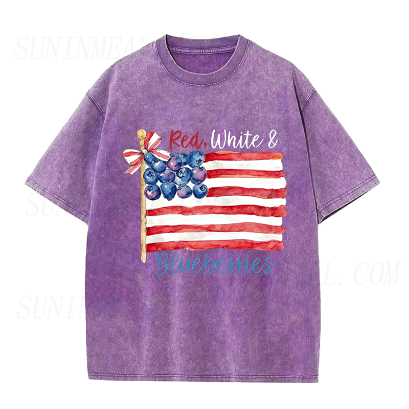 Red White & Blueberries American Flag Unisex Tee