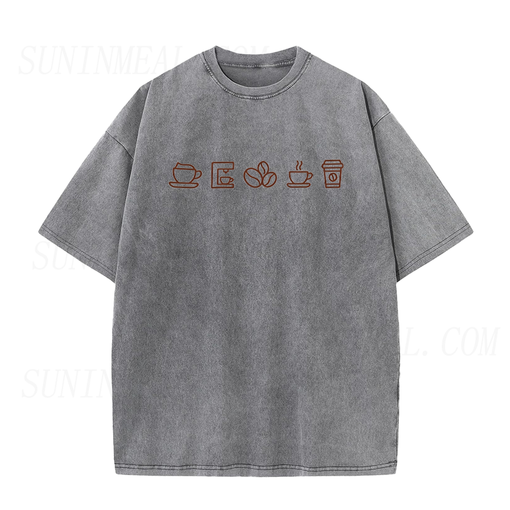 Minimal Coffee Icons Unisex Tee