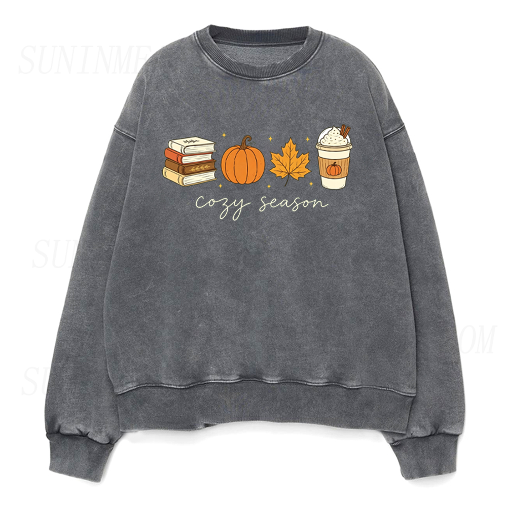 Cozy Season Fall Books Pumpkin Spice Latte Unisex Crewneck Sweatshirt