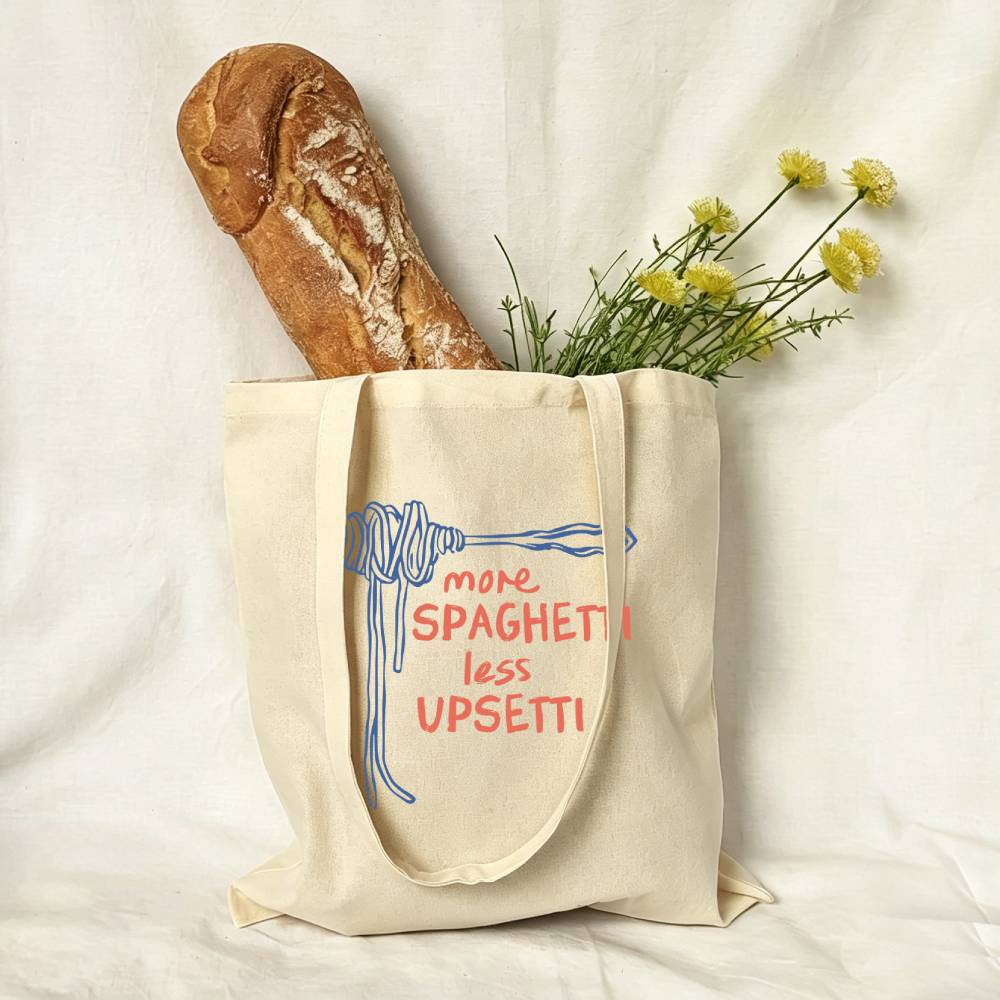 More Spaghetti Less Upsetti Canvas Tote Bag